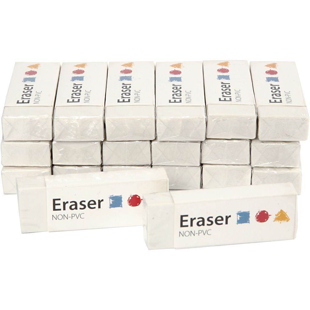 Radiergummi, Gro�pack 20 St�ck, Gr��e 62x22x10 mm