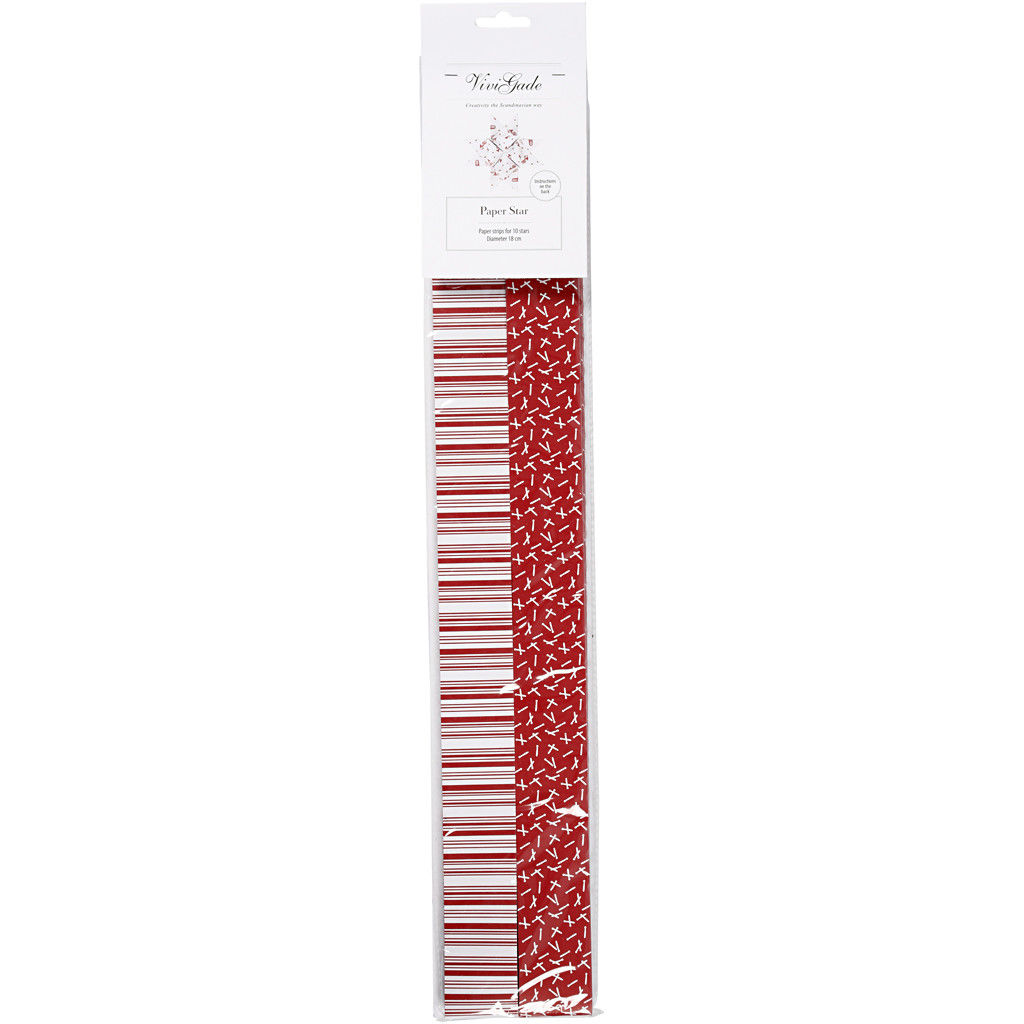TOP-SELLER ! Papierstreifen für Fröbelsterne, Länge 100 cm,Breite: 40 mm,Durchmesser: 18 cm, Weiß-Rot, XL-Klassisch, 40 Streifen Bild 2
