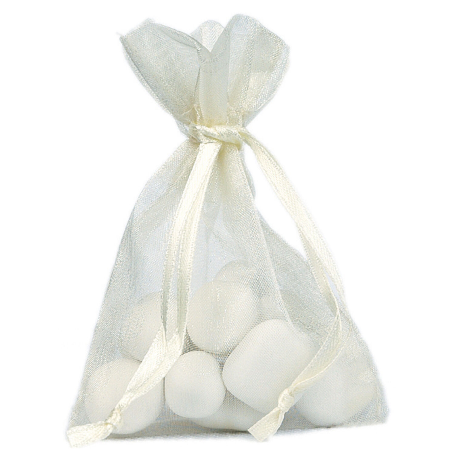 Organza S�ckchen, Creme, 7.5 x 10 cm, 10 St�ck