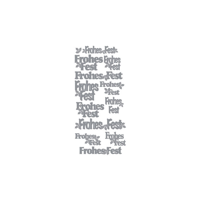 SALE Klebeschrift Frohes Fest, 10x23cm, silber