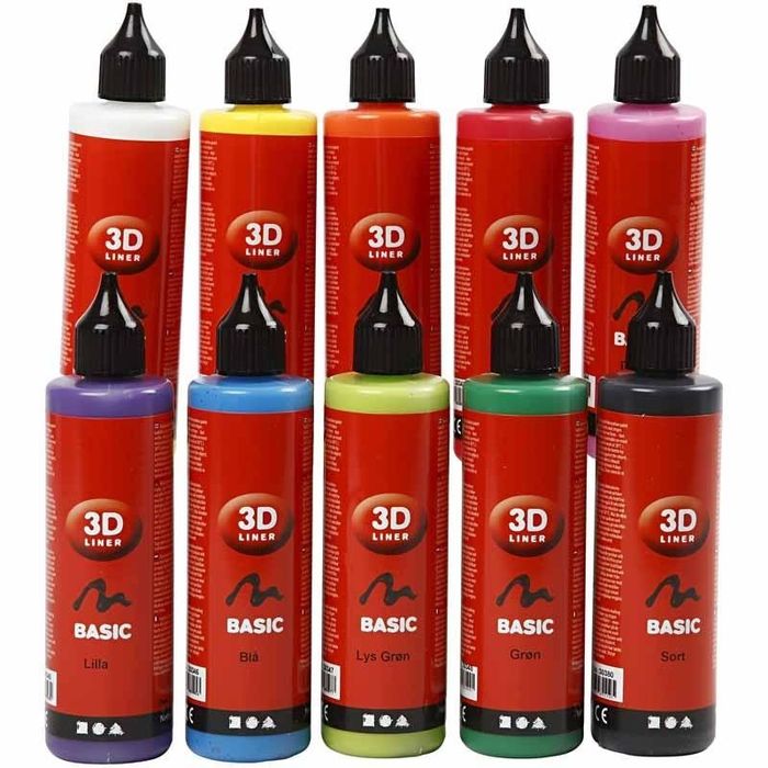 TOP-SELLER ! 3D Liner-Sortiment, 10x100 ml, sort. Farben