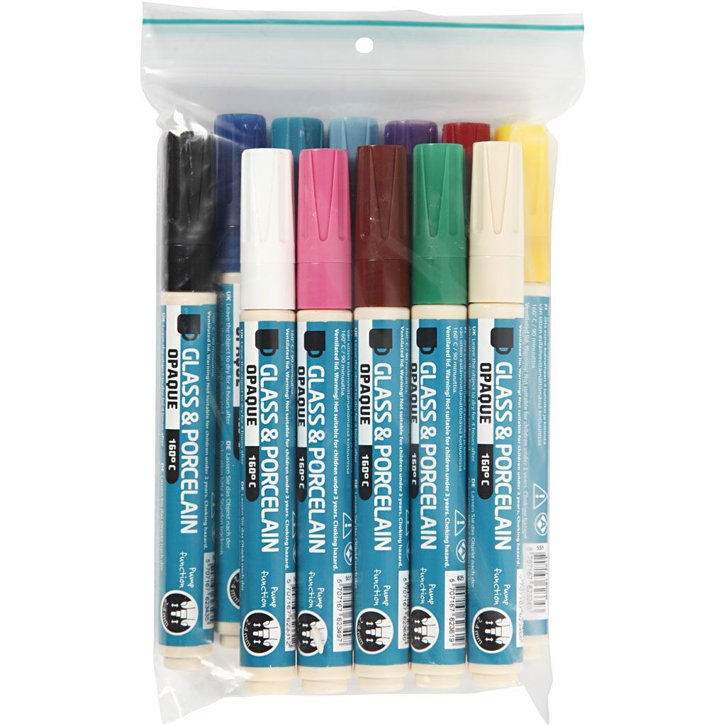 Glas- und Porzellanmalstift, 12 St�ck, Strichst�rke 2-4 mm, Deckend, Sortierte Farben Bild 2