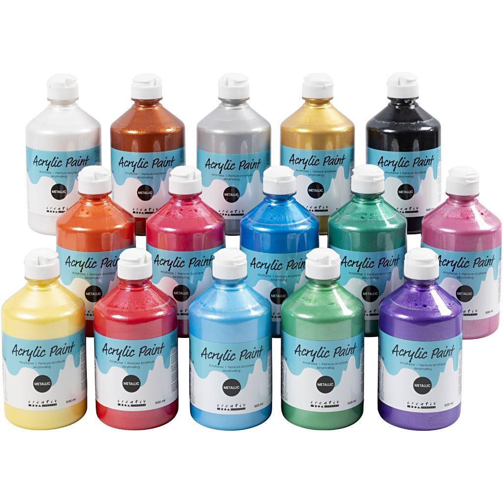 Metallic-Acrylfarbe, Sortierte Farben, 15 x 500 ml Bild 2
