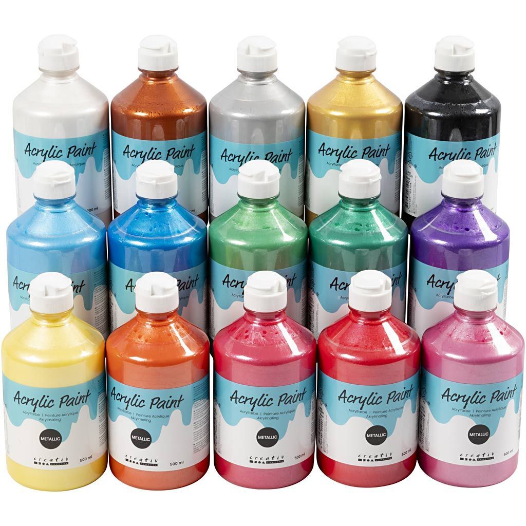 Metallic-Acrylfarbe, Sortierte Farben, 15 x 500 ml