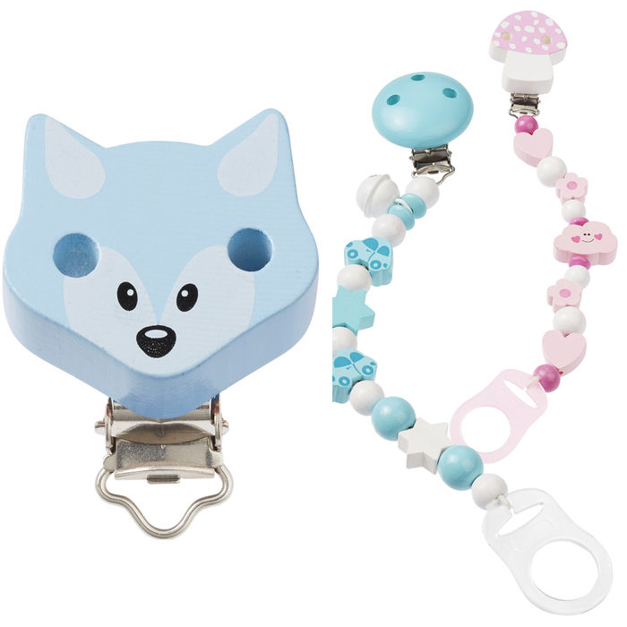 SALE Schnulli-Ketten-Clip Fuchs, H.blau, 37x11,5mm 1Stk.