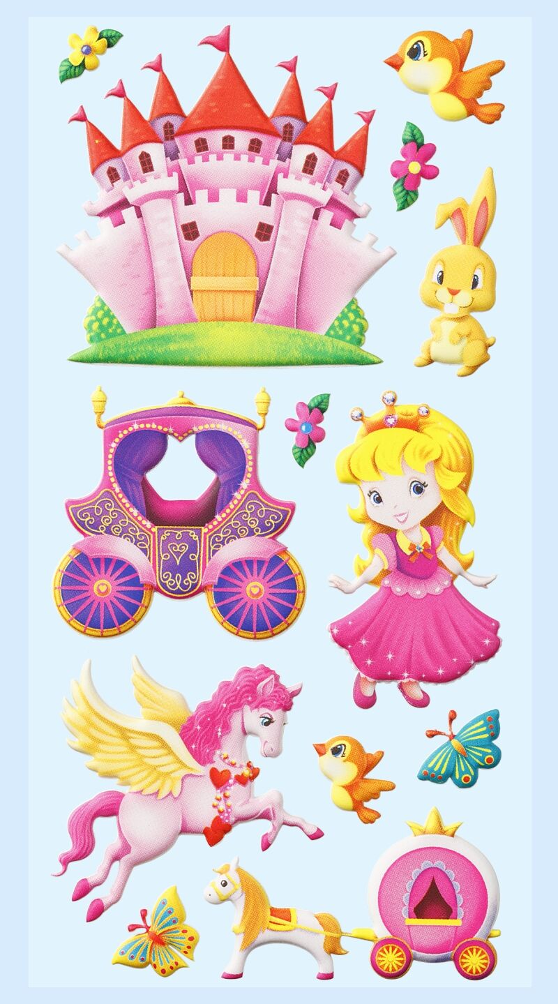 NEU SOFTY 3-D Sticker / Aufkleber, Prinzessin III, 1 Bogen