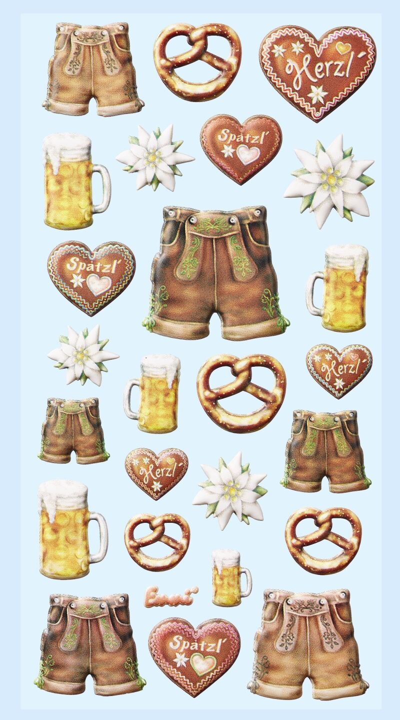 NEU SOFTY 3-D Sticker / Aufkleber, Bier-Feste / Oktoberfest, 1 Bogen