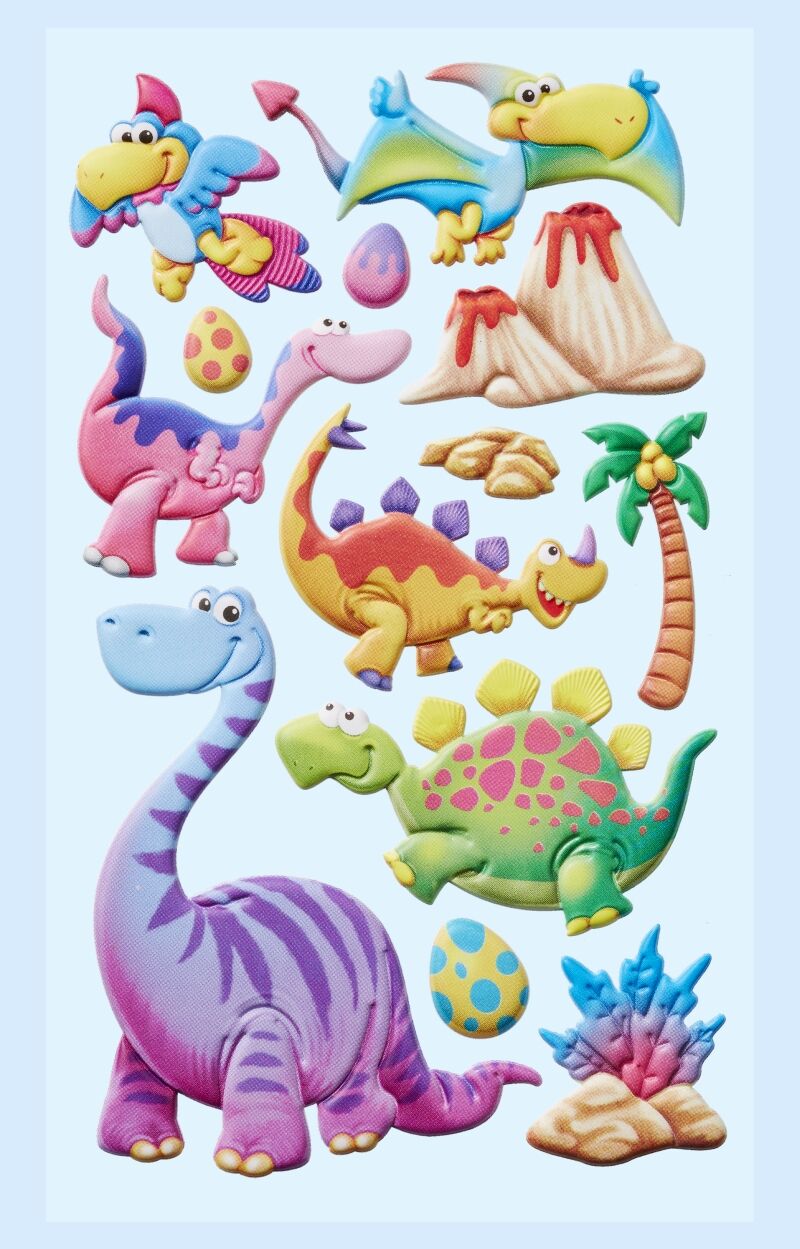 NEU SOFTY 3-D Sticker / Aufkleber, Dinos IV, 1 Bogen