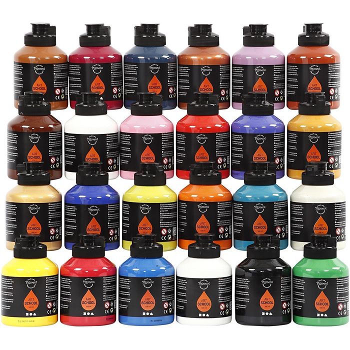 TOP-SELLER ! Pigment Art School 24x500 ml sort. Farben