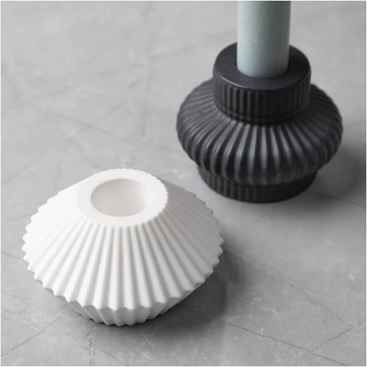 NEU Silikonform / Gieform, Gerillte Kerzenhalter, 4 x 7 cm & 5,5 x 8 cm, 2 Stck Bild 4