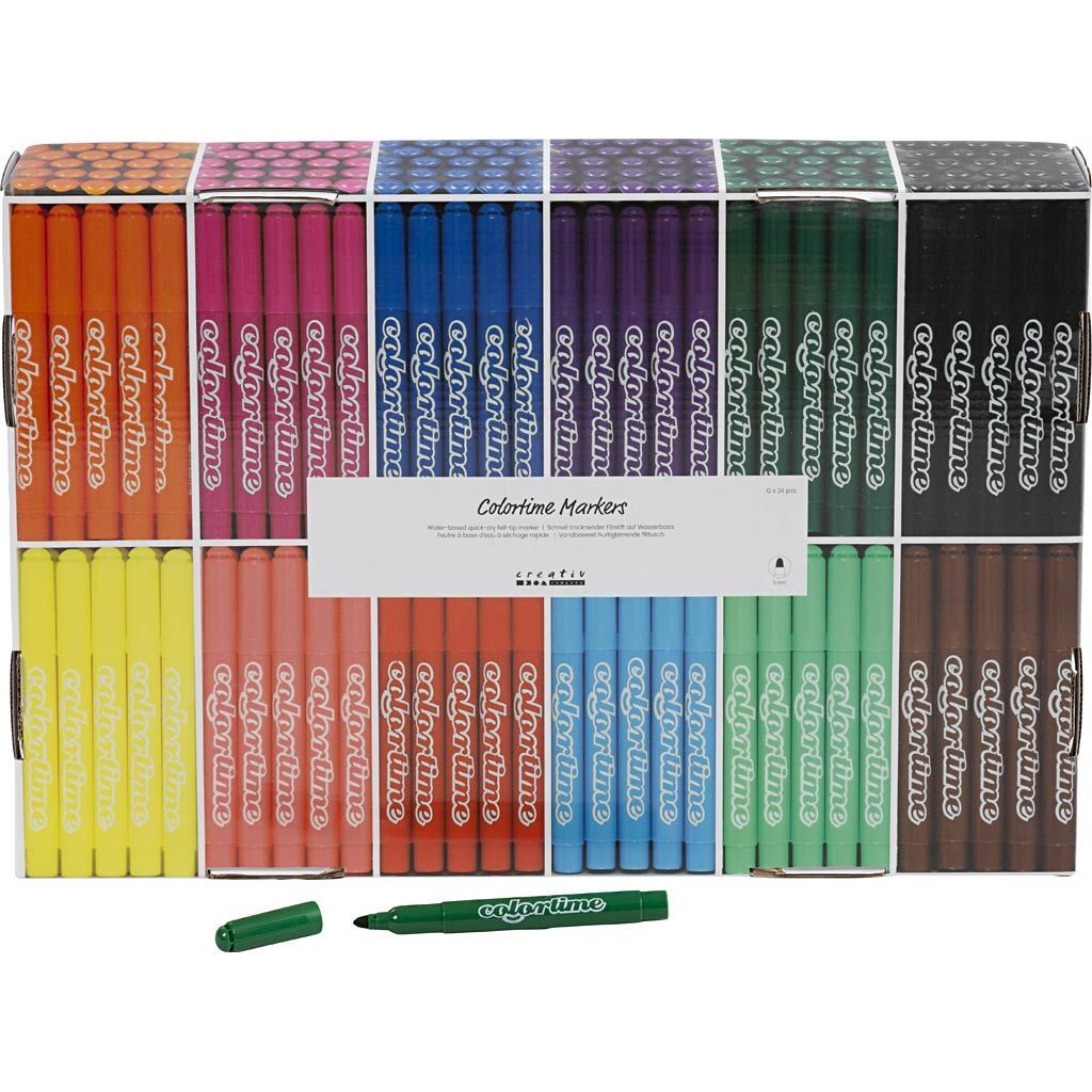 Colortime Filzschreiber, Strichst�rke 5 mm, Standard-Farben, 288 Stk, (12x24 Stk)