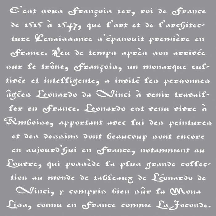 Schablone franz. Schrift, 30,5x30,5cm, 1St.