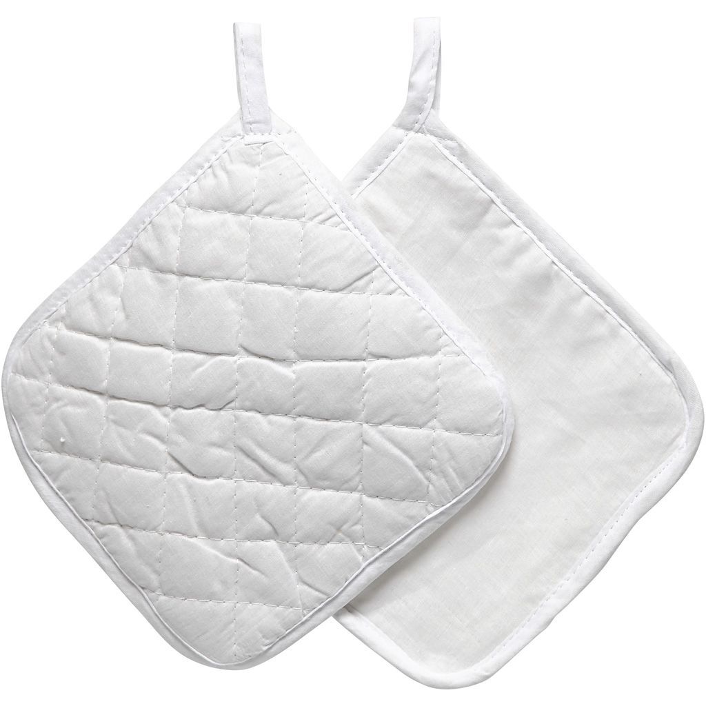 Topflappen wei�, wattiert, 20x20cm, 4 St�ck