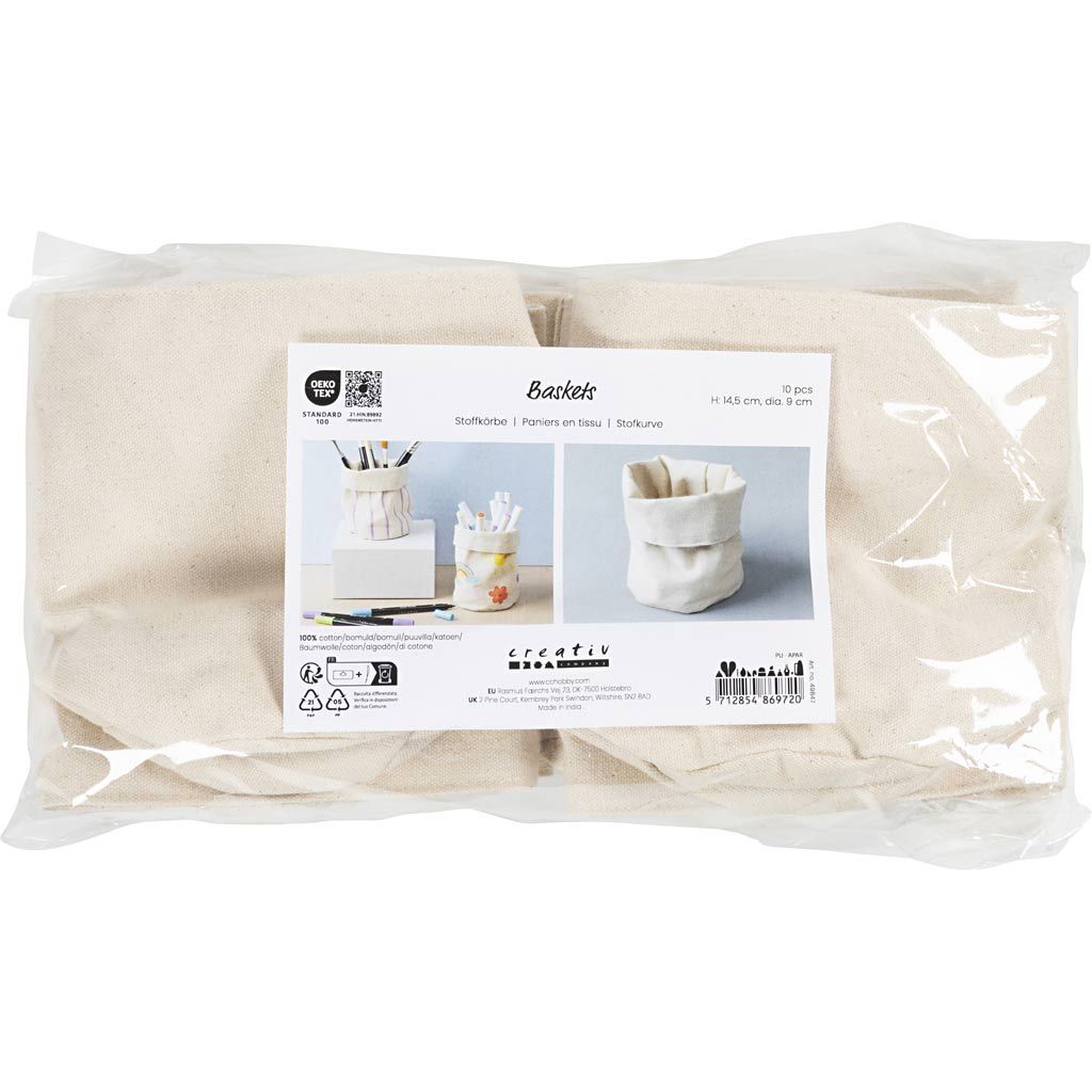 Stoffk�rbe, H�he 14,5 cm, D 9 cm, Hellnatur, 10 St�ck Bild 2