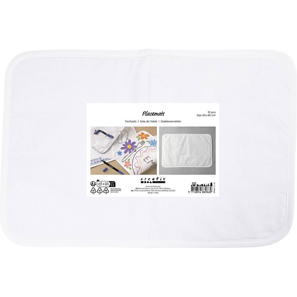 Tischsets, Gr��e 30x45 cm, Wei�, 10 St�ck Bild 3
