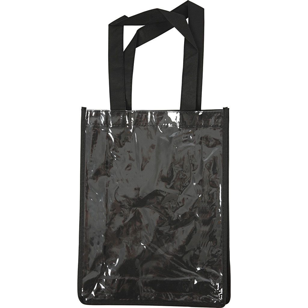Tasche mit Front aus Kunststoff, 30x23x7 cm, Schwarz