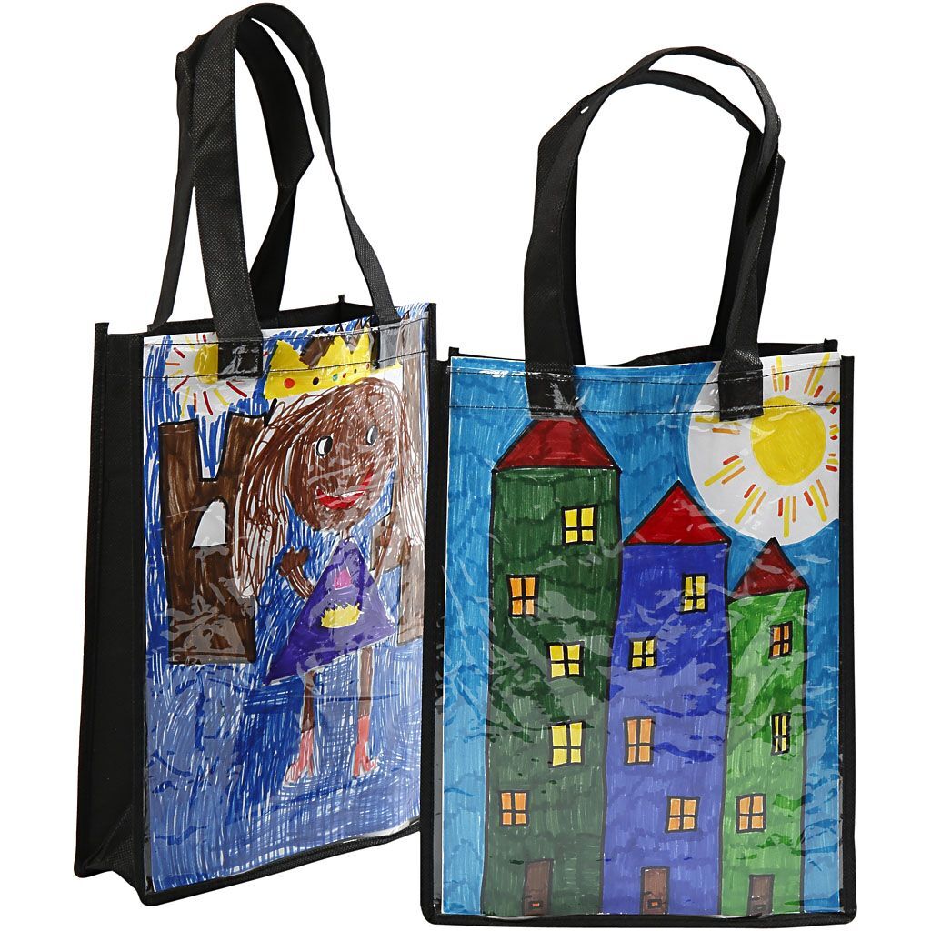 Tasche mit Front aus Kunststoff, 30x23x7 cm, Schwarz Bild 2