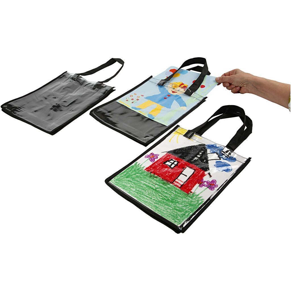 Tasche mit Front aus Kunststoff, 30x23x7 cm, Schwarz Bild 3