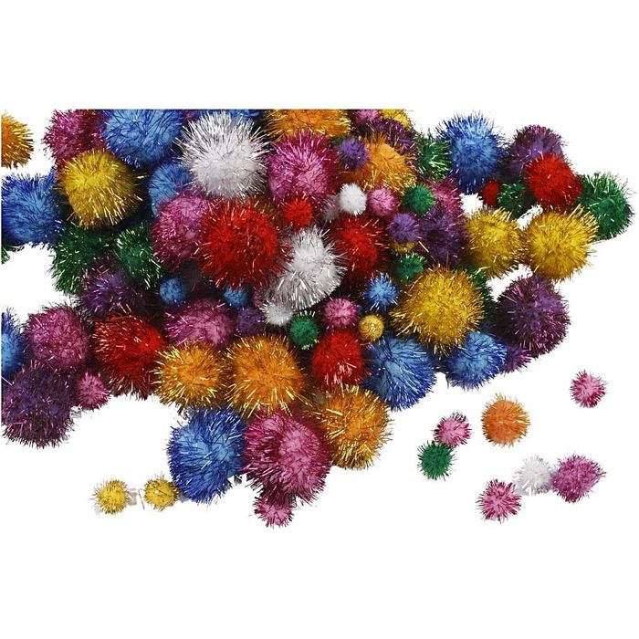 NEU Glitzer-Pompons, D: 15-40 mm, ca. 400 sortiert, 400 g Bild 3