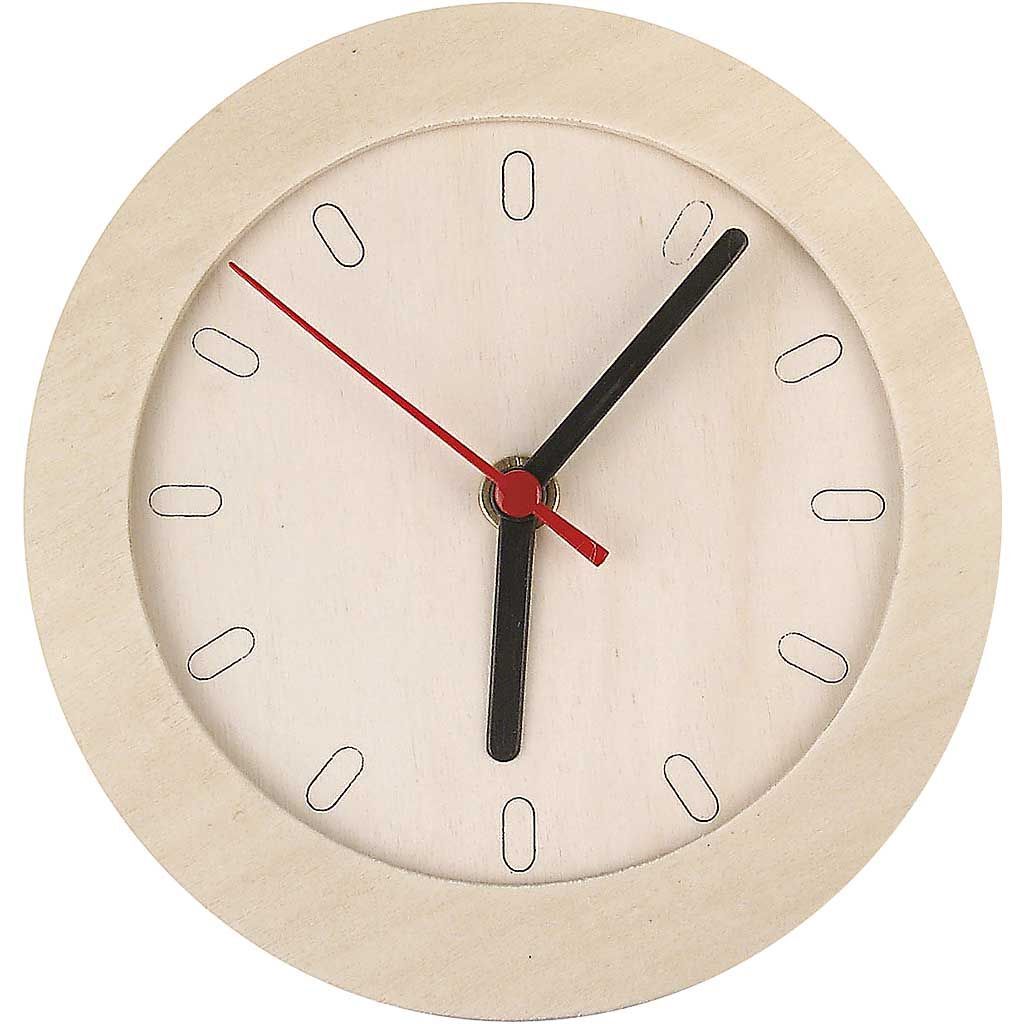 Uhr mit Holzrahmen, 1 St�ck, Durchmesser 15cm