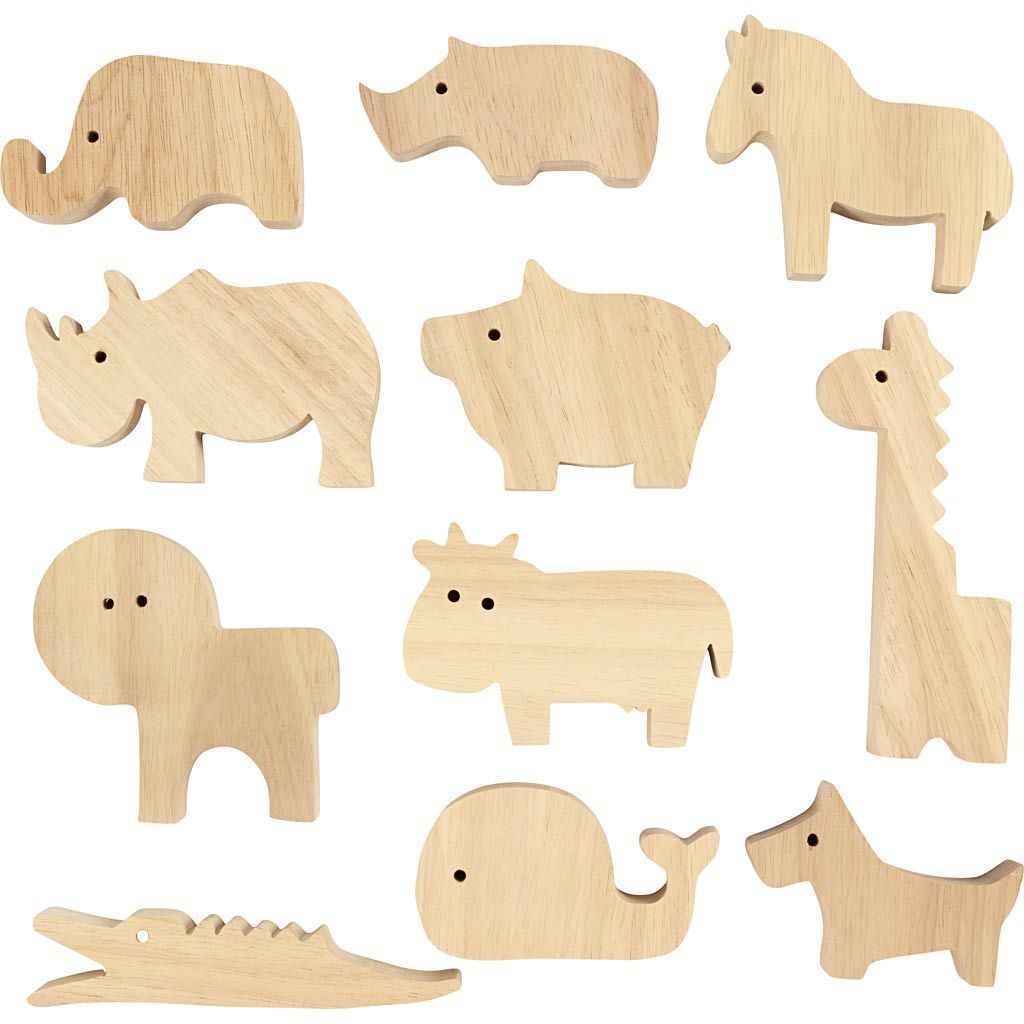 Holztiere, Bauernhof und Safari, H�he 3-14,5 cm, Dicke 2 cm, 44 St�ck Bild 3