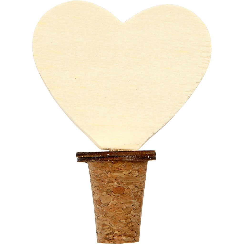 Korken mit Holzherz, 12 St�ck, Durchmesser15-20mm, H�he 9 cm