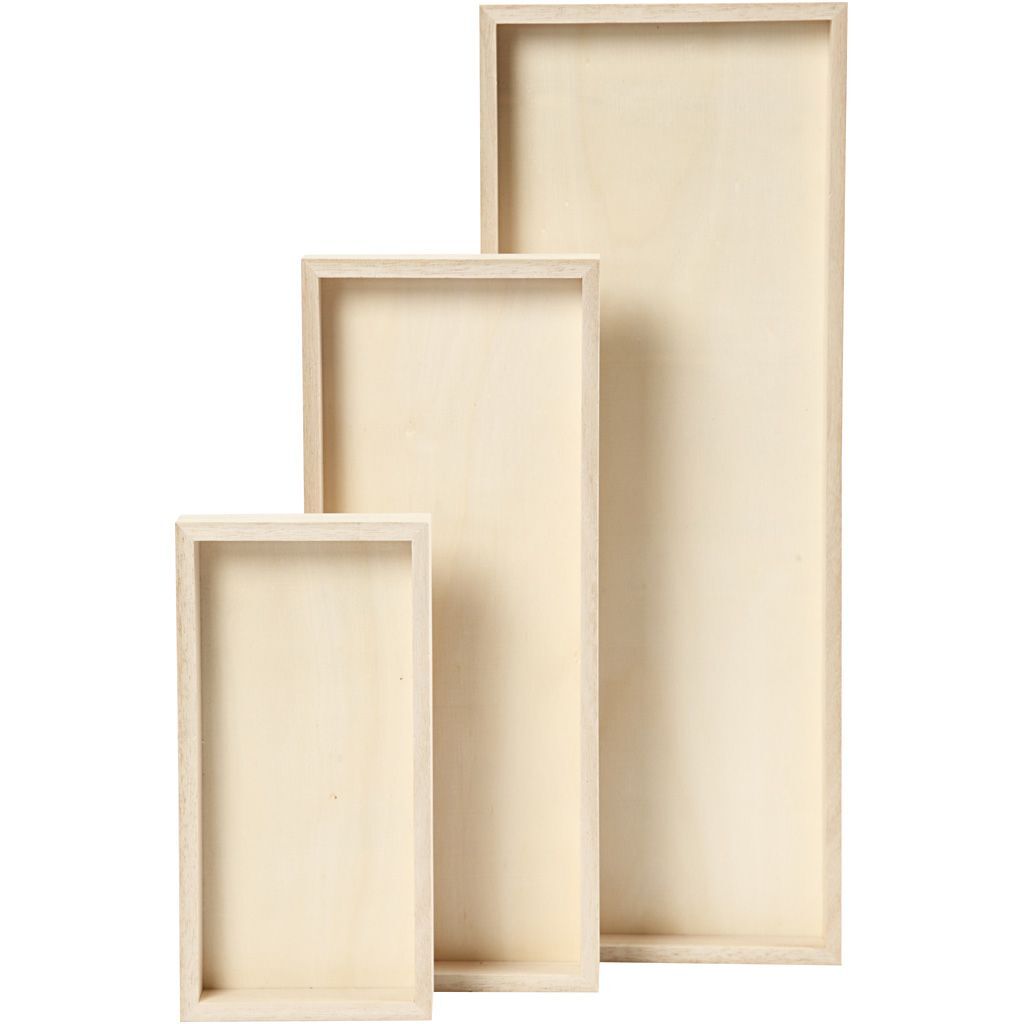 Tablett-Set aus Holz, 3 St�ck, L�nge 20+30+40 cm, Breite 10+12+15 cm Bild 3