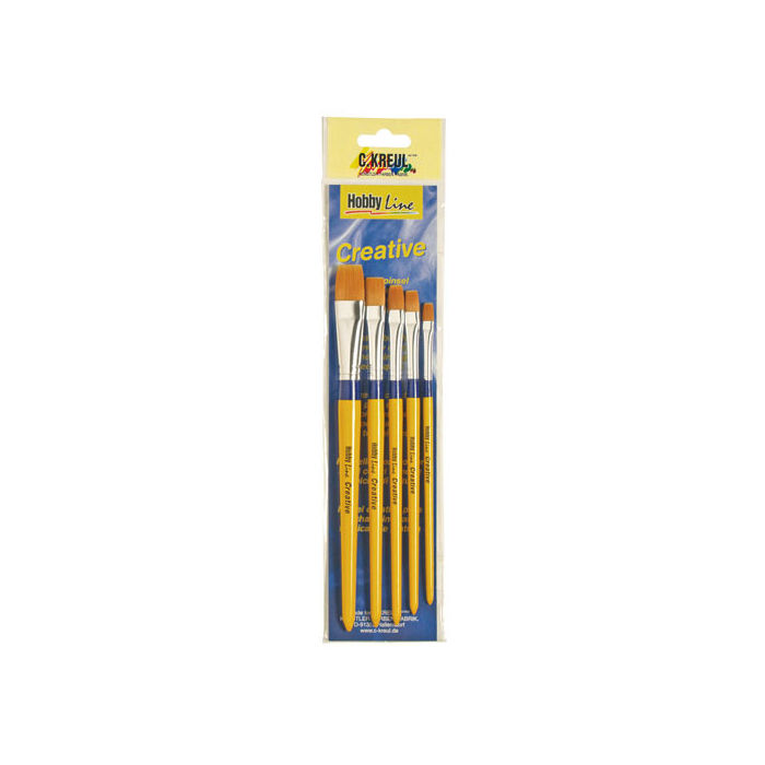 Hobby Line 5er Pinsel-Set, Synthetik flach