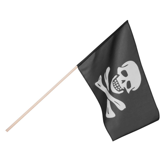 Fahne Pirat schwarz mit Totenkopf, 45 x 30 cm