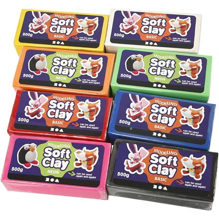 TOP-SELLER ! Soft Clay Knetmasse 13x6x4 cm 8x500 g sort. Bild 2