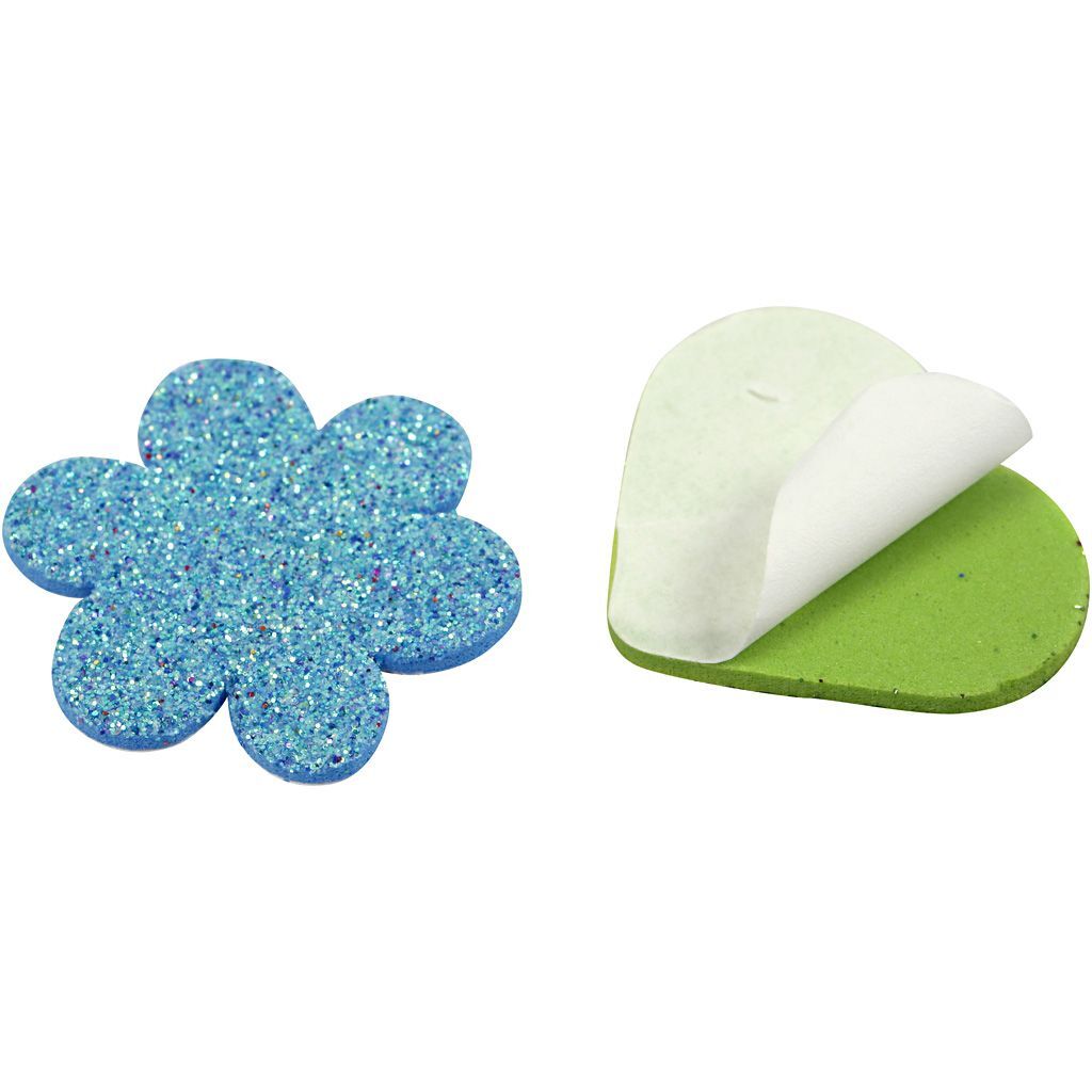Moosgummifiguren, 100 sortiert, Sterne, Blumen und Herzen, Durchmesser 19+29 mm Bild 3