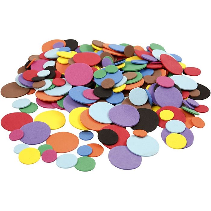 NEU TOP-SELLER Moosgummi / Schaumstoff kreise fr vielfltige Bastelarbeiten, D: 12+20+32 mm, 2120 sort.