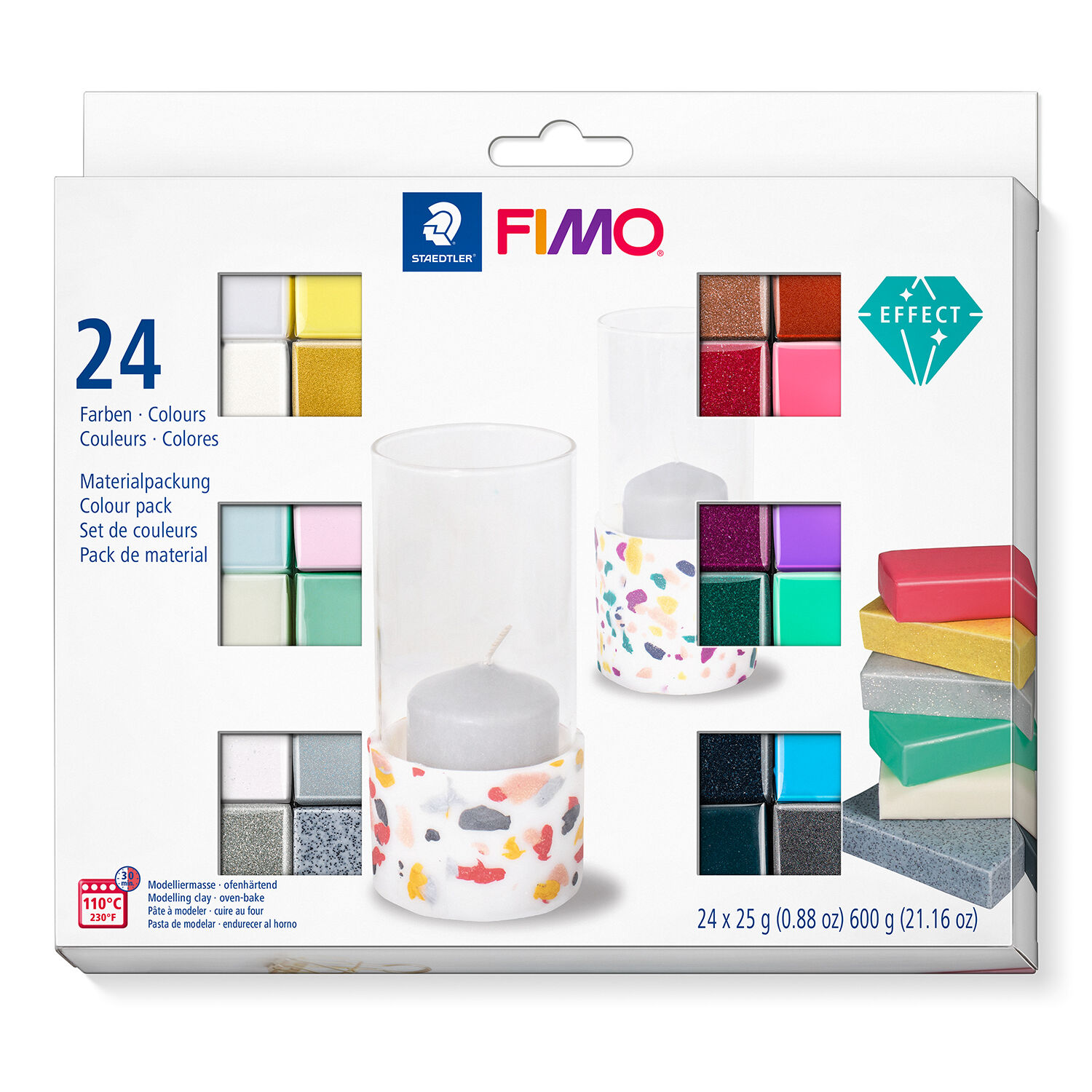 Staedtler Fimo Effect 24 Halbblcke Sortiert