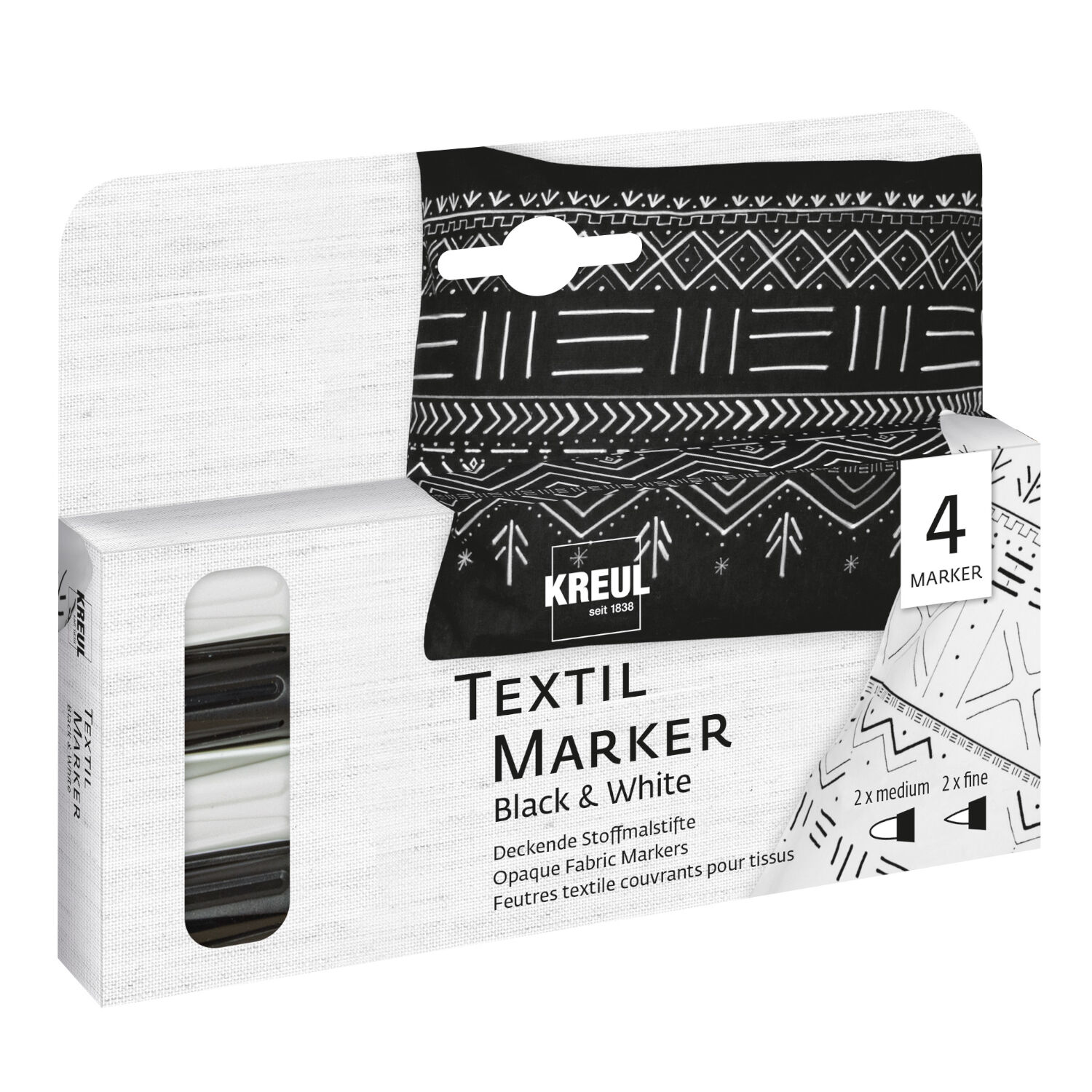 NEU Textil-Marker-Set Opak Black & White, 4 Stück