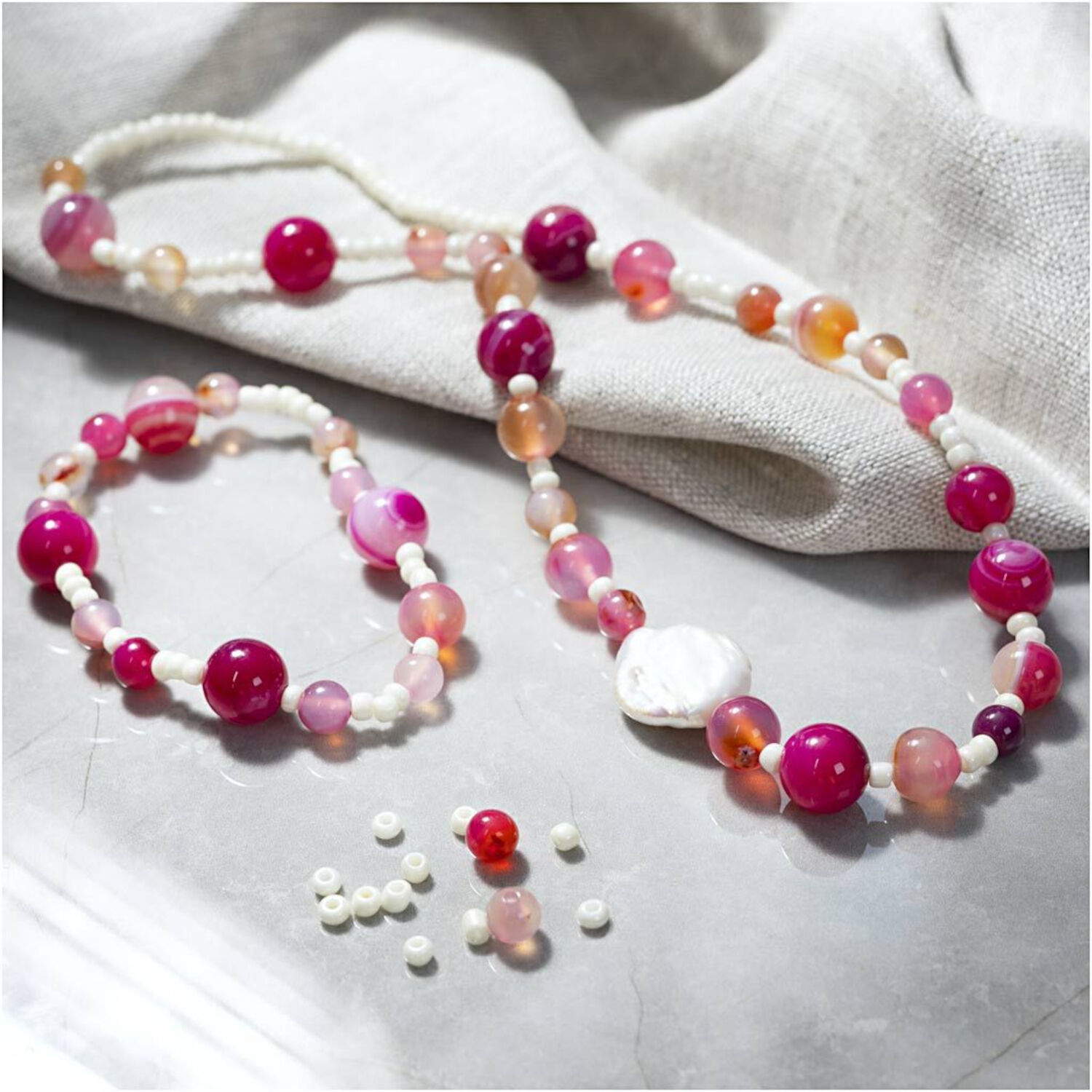 Mini Kreativ Set Schmuck, Halskette und Armband, Pink Bild 4