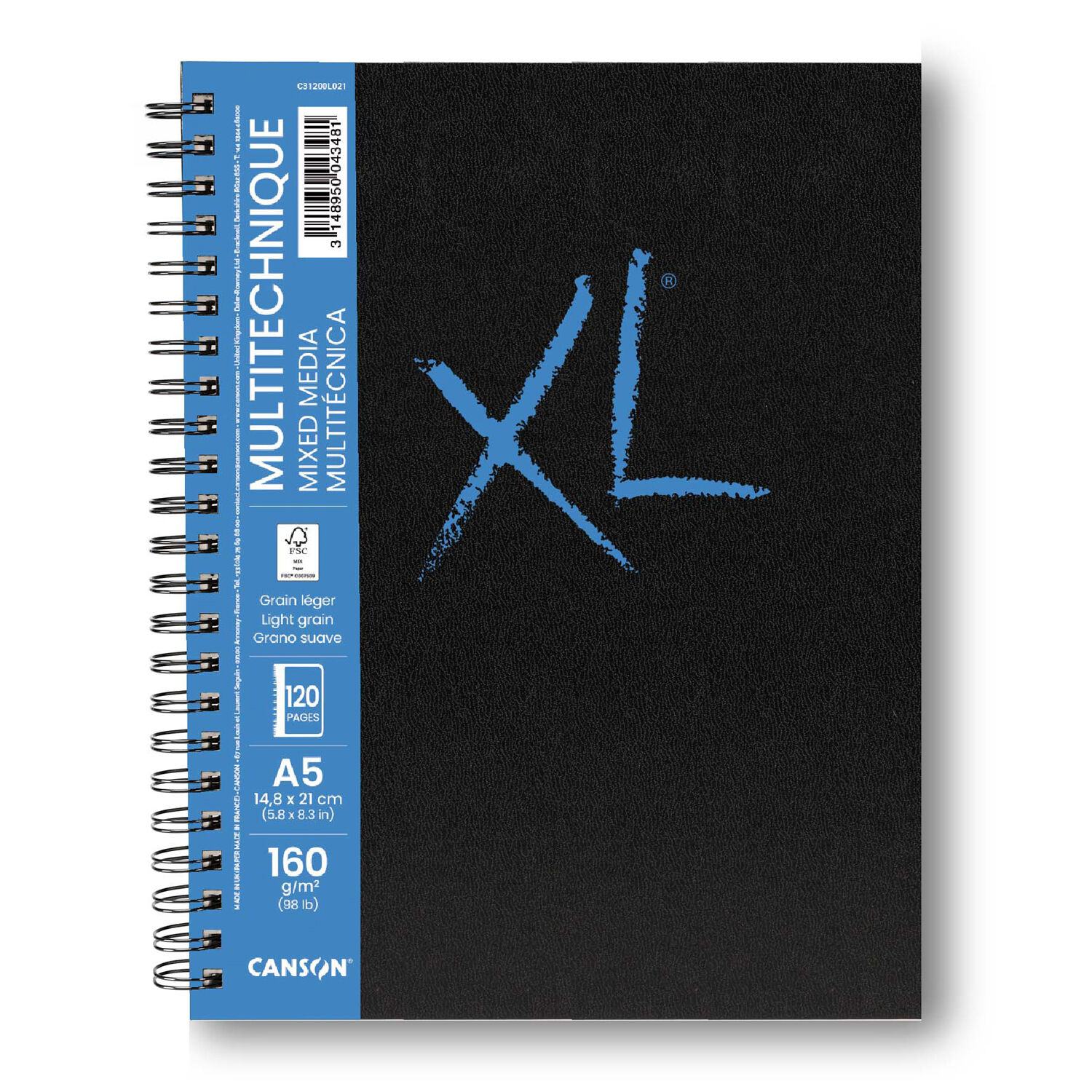 NEU Canson XL Mixed Media Skizzenbuch, Hochformat, spiralgebunden, DIN A5, 120 Seiten, 160 g/m