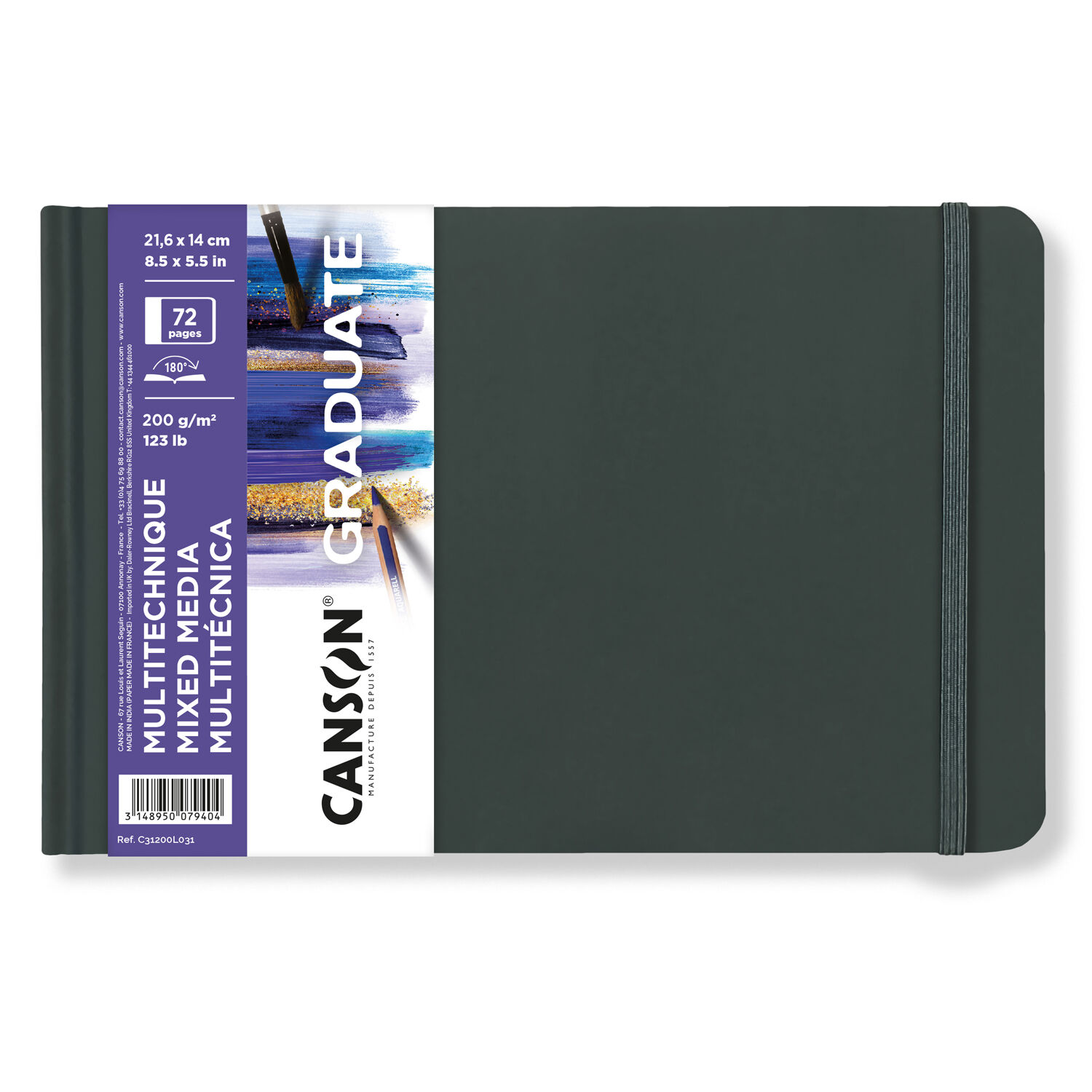 NEU Graduate Mixed Media Buch Wei 72 Seiten, 21,6x14 cm, 200 g/m, Querformat, Leicht gekrnt