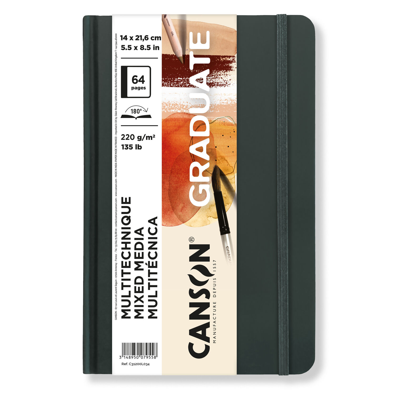 NEU Graduate Mixed Media Buch Natur 64 Seiten, 14x21,6 cm, 220 g/m, Hochformat, krnig / glatt