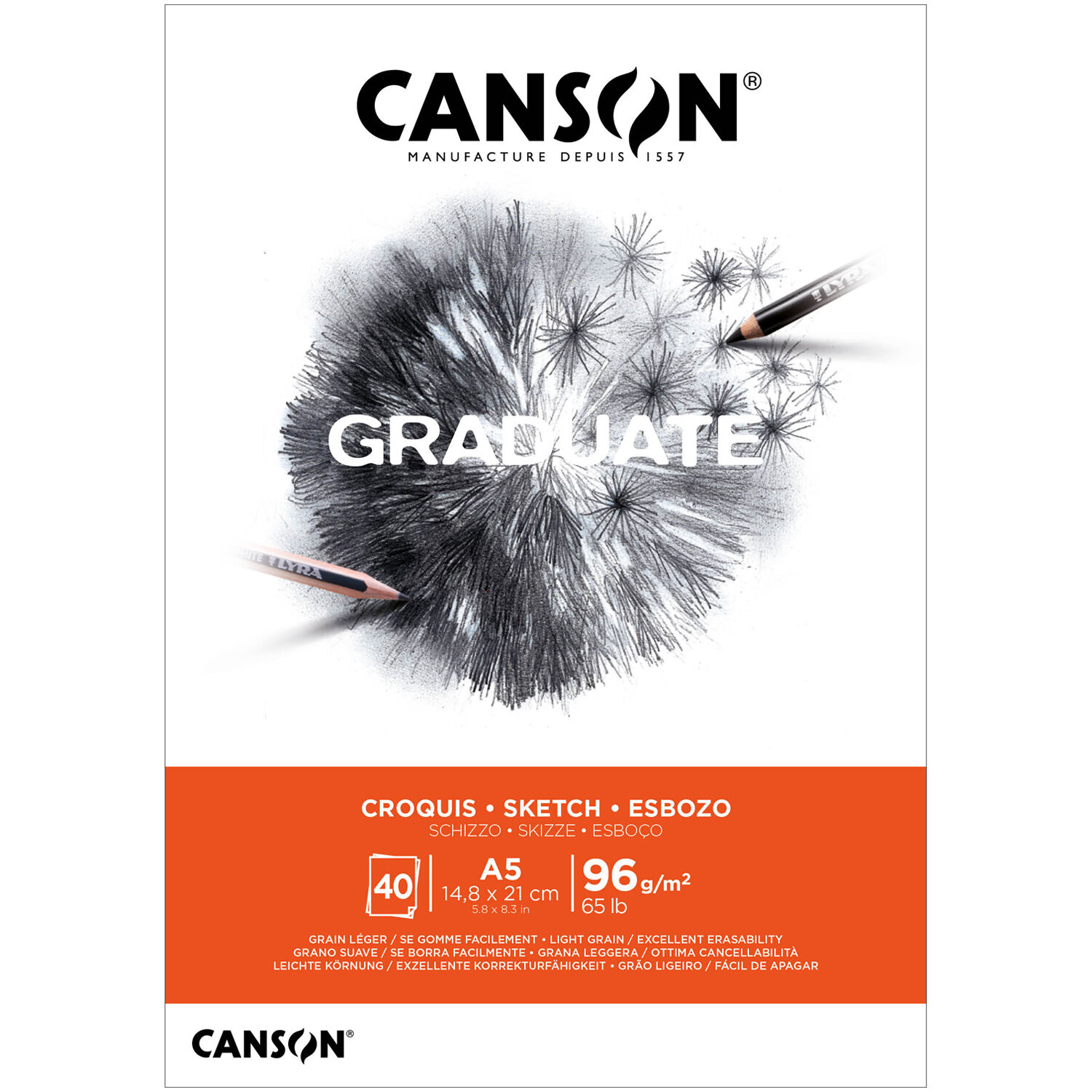NEU Graduate Croquis Skizzenpapier Block, DIN A5, 40 Blatt, 96 g/m