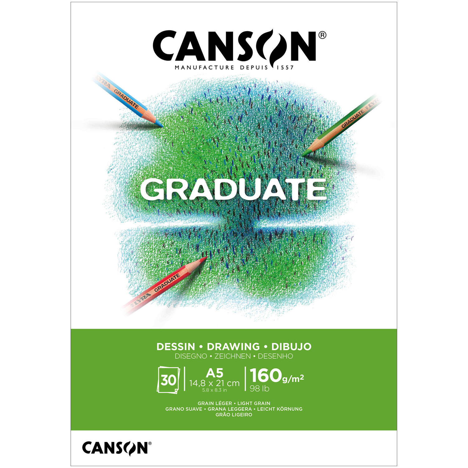 NEU Graduate Dessin Zeichenpapier Block, DIN A5, 30 Blatt, 160 g/m