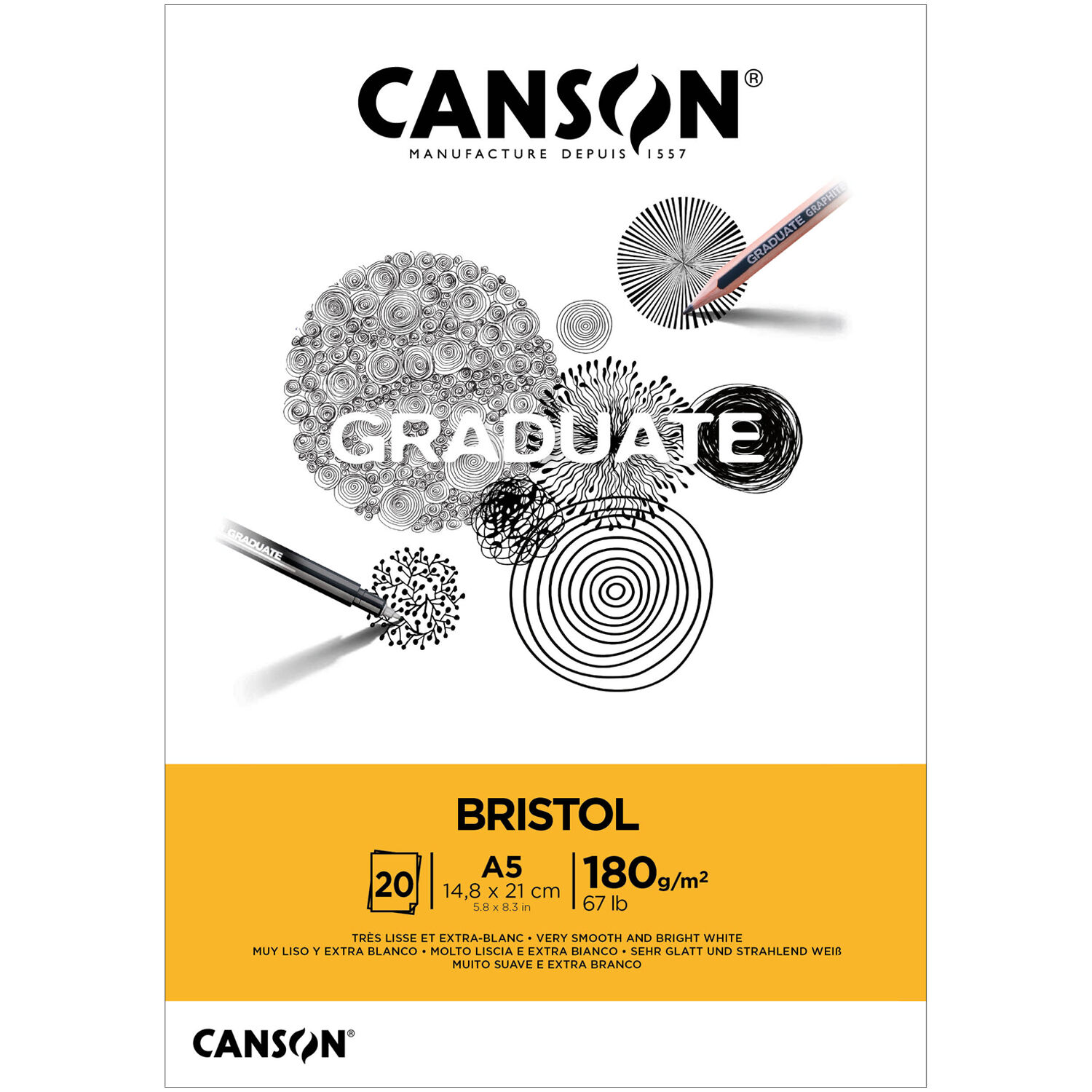 NEU Graduate Bristol Block, DIN A5, 20 Blatt, 180 g/m
