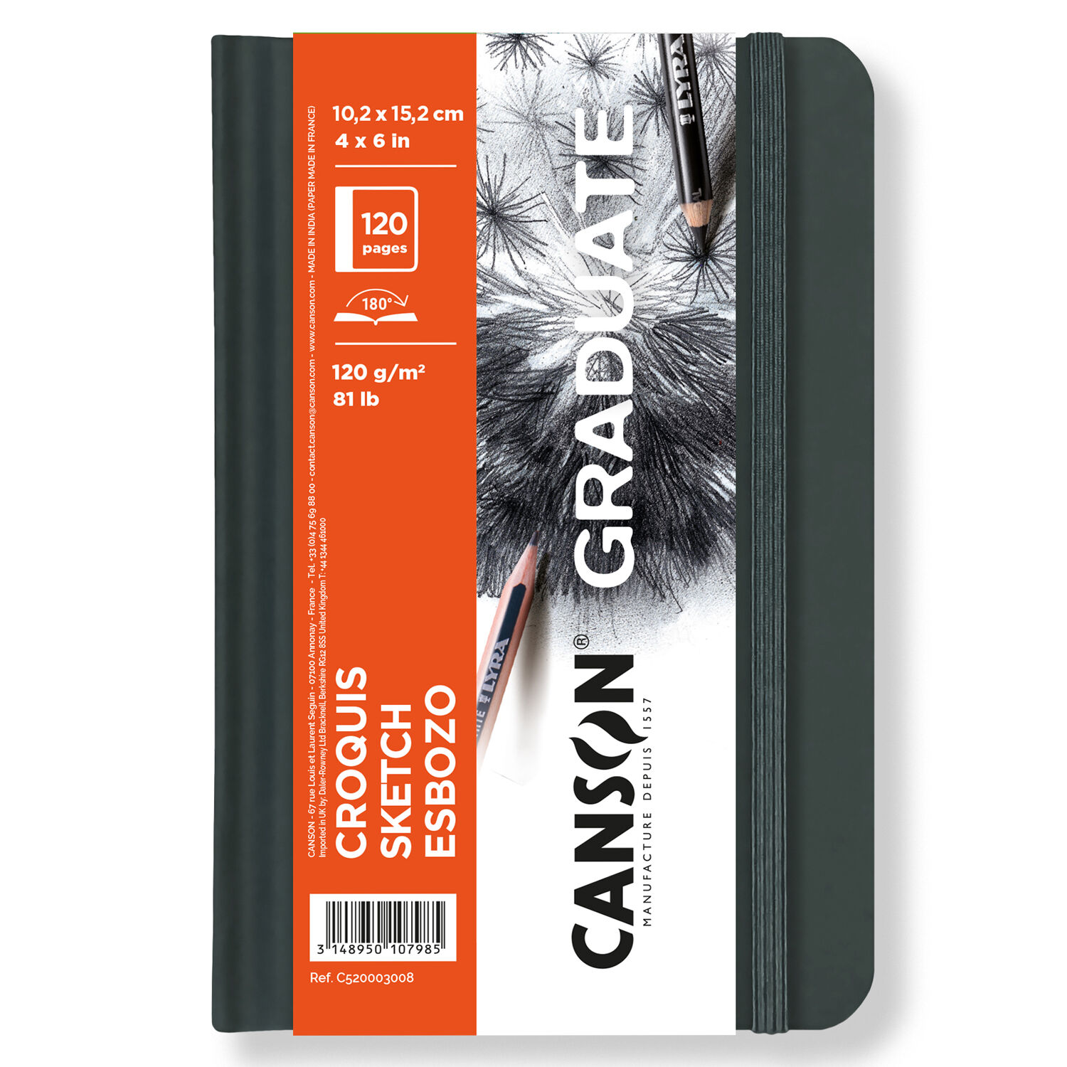 NEU Graduate Croquis Skizzenbuch 104 Seiten, 10,2x15,2 cm, 120 g/m, Hochformat, Leicht gekrnt