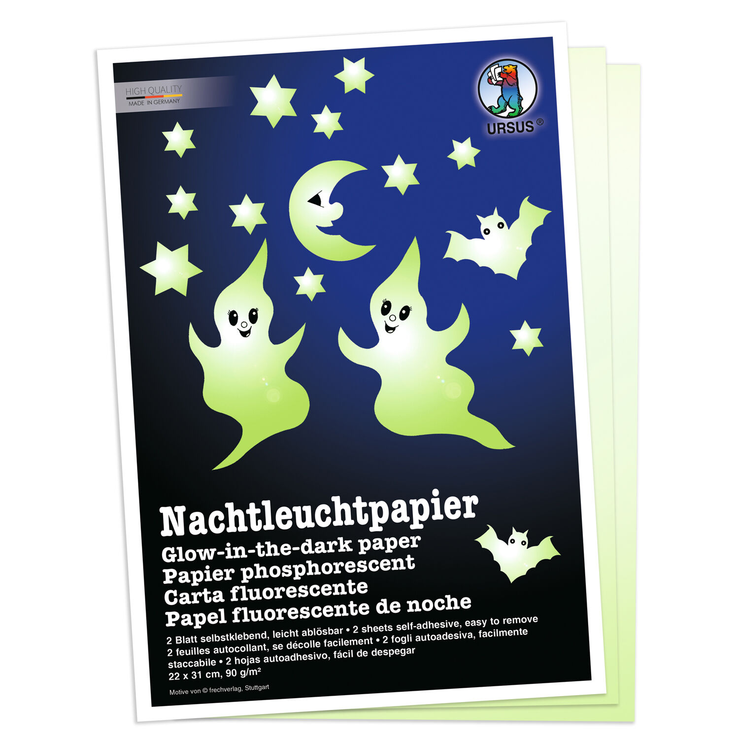 Nachtleucht-Papier, selbstklebend, 22 x 31 cm, 90g/qm, 2 Blatt Bild 2