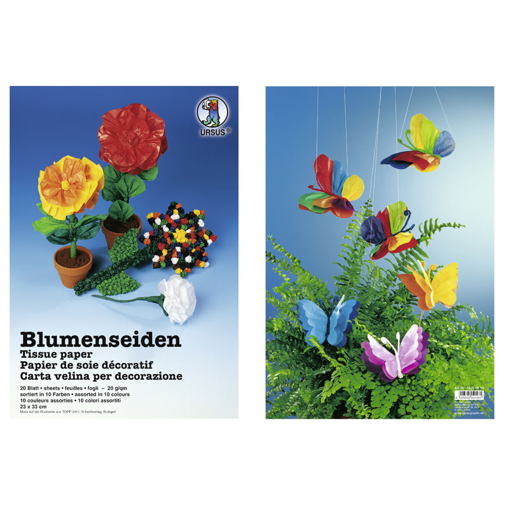 SALE Bastelmappe Blumenseidenpapier, 20 Blatt  23x33cm