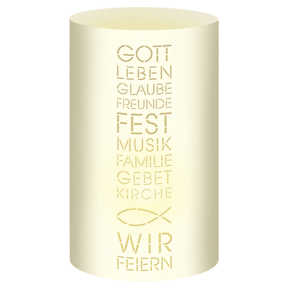 SALE Silhouetten-Tischlichter, Text Crem