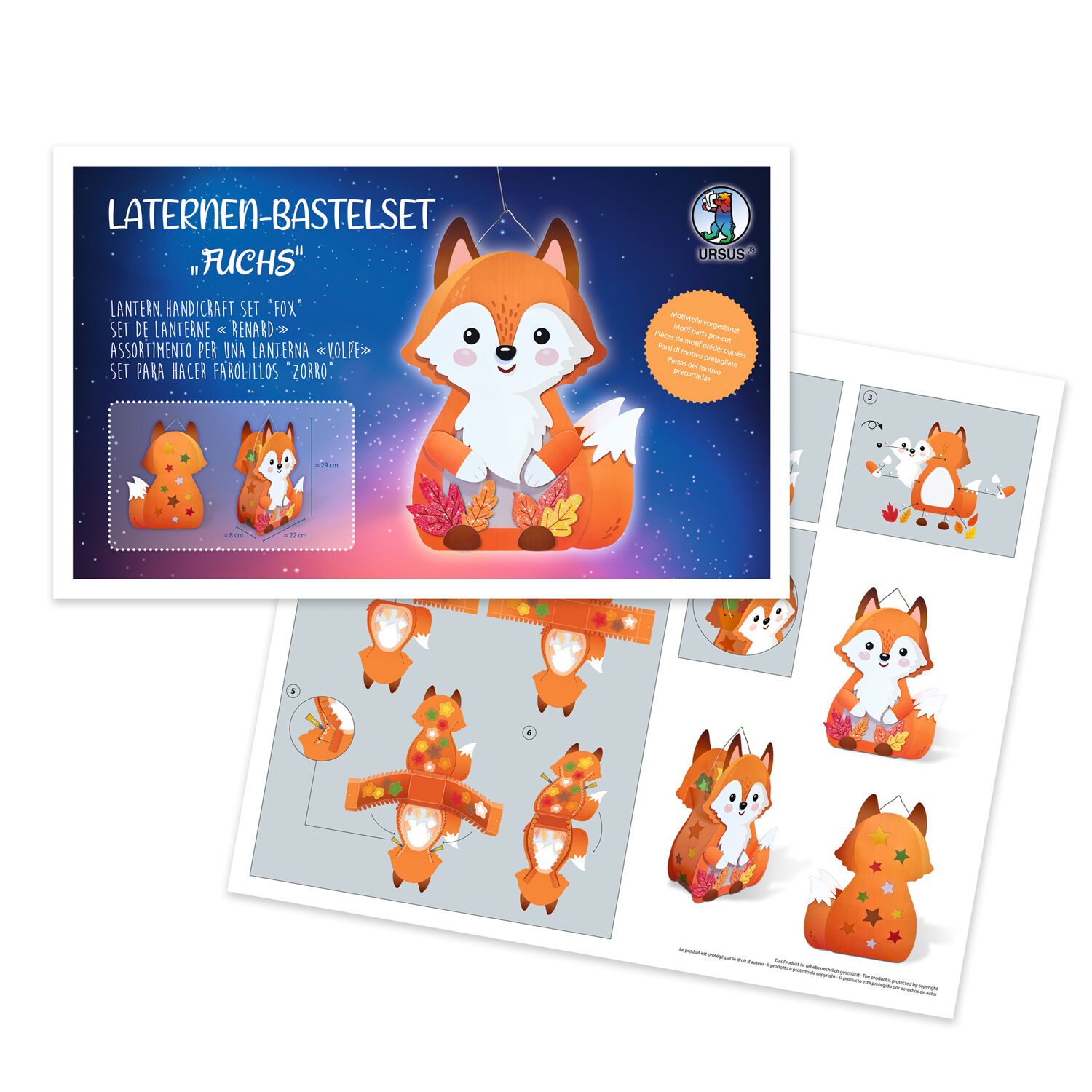Laternen-Bastelset Fuchs, inkl. Stanzteile, Transparentpapier und Laternenbgel Bild 2