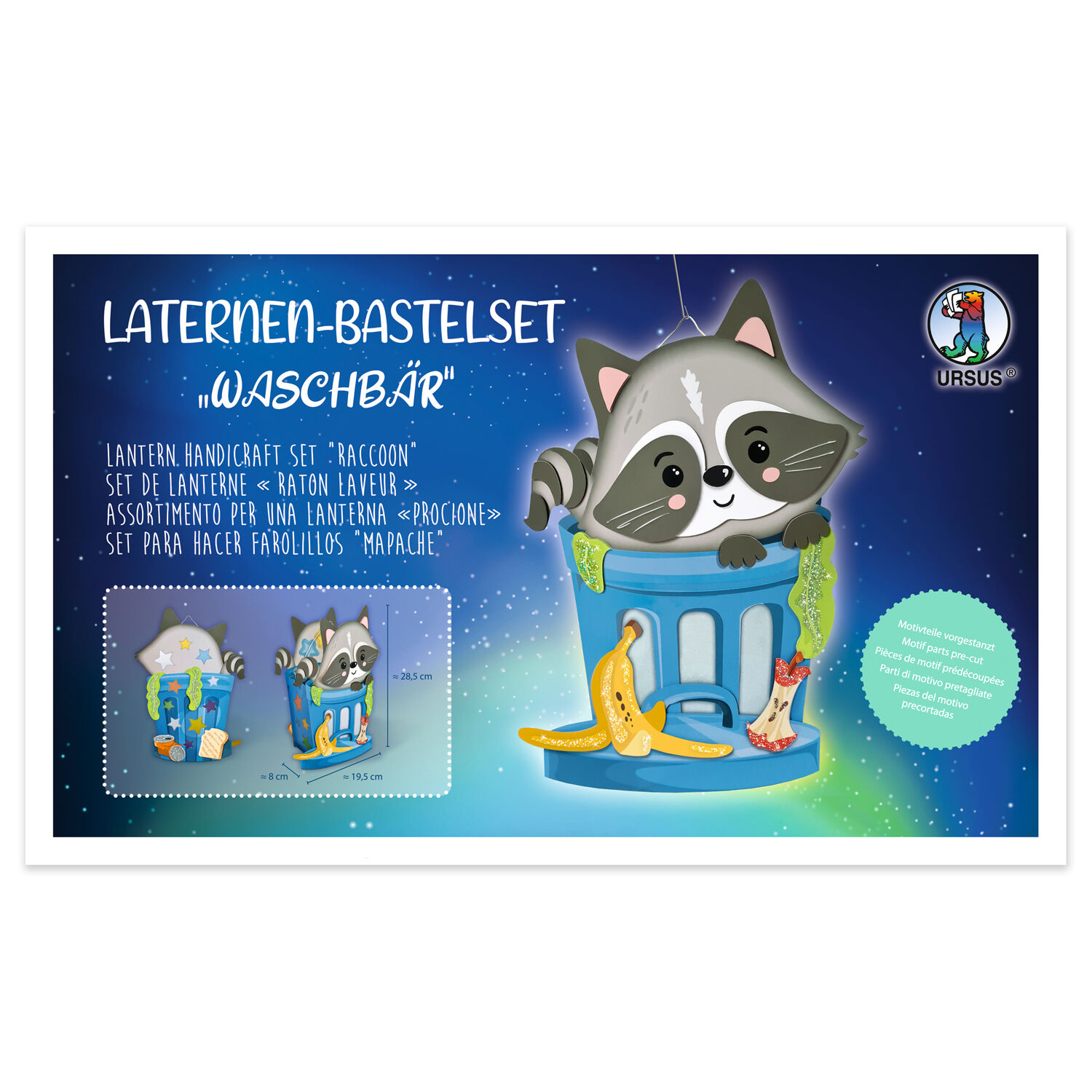 Laternen-Bastelset Waschbr, inkl. Stanzteile, Transparentpapier und Laternenbgel