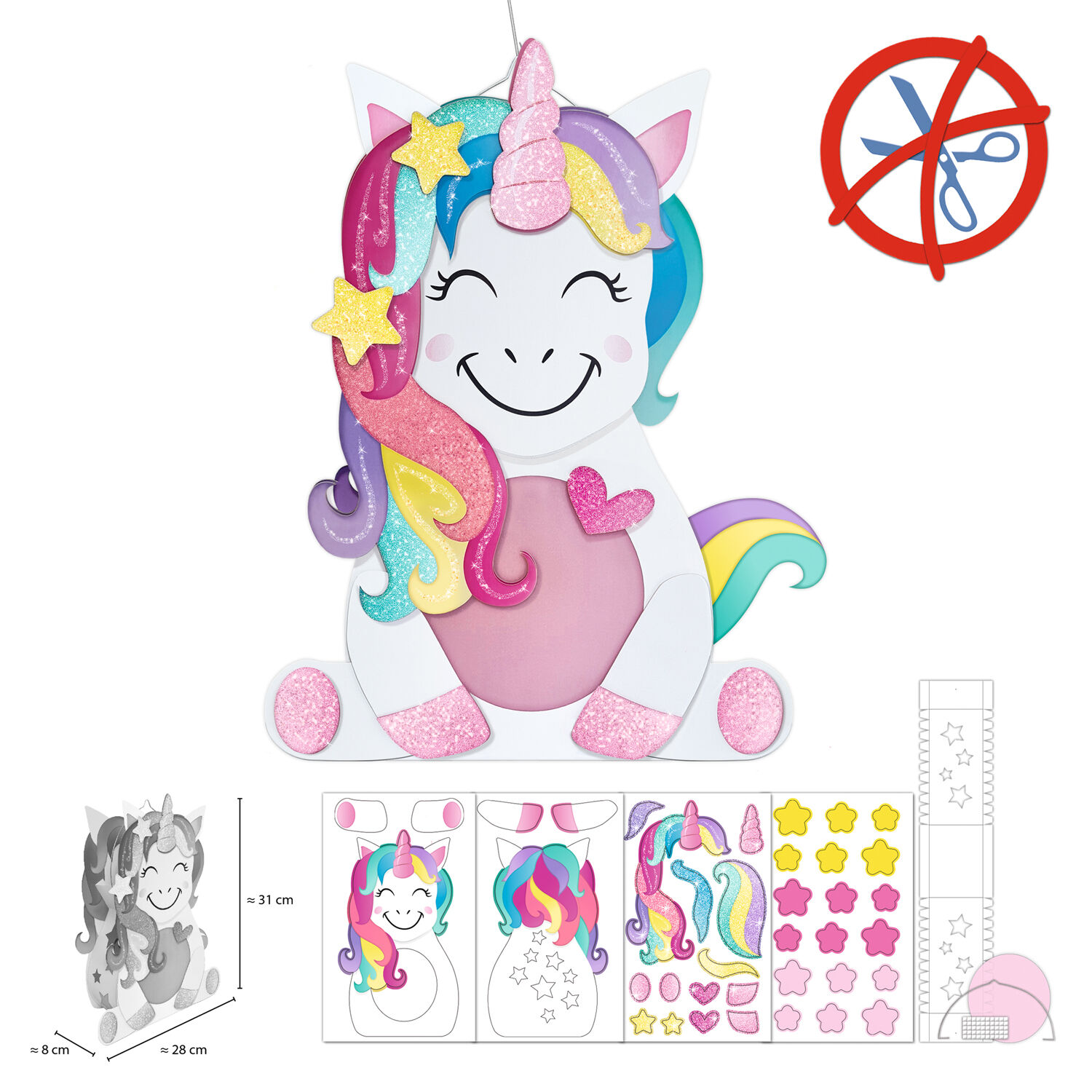 Laternen-Bastelset Einhorn, inkl. Stanzteile, Transparentpapier und Laternenbgel Bild 4