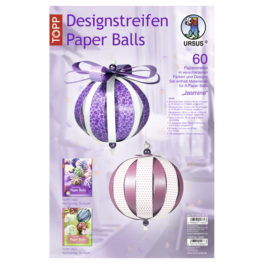 SALE Designstreifen Paper Balls Jasmine