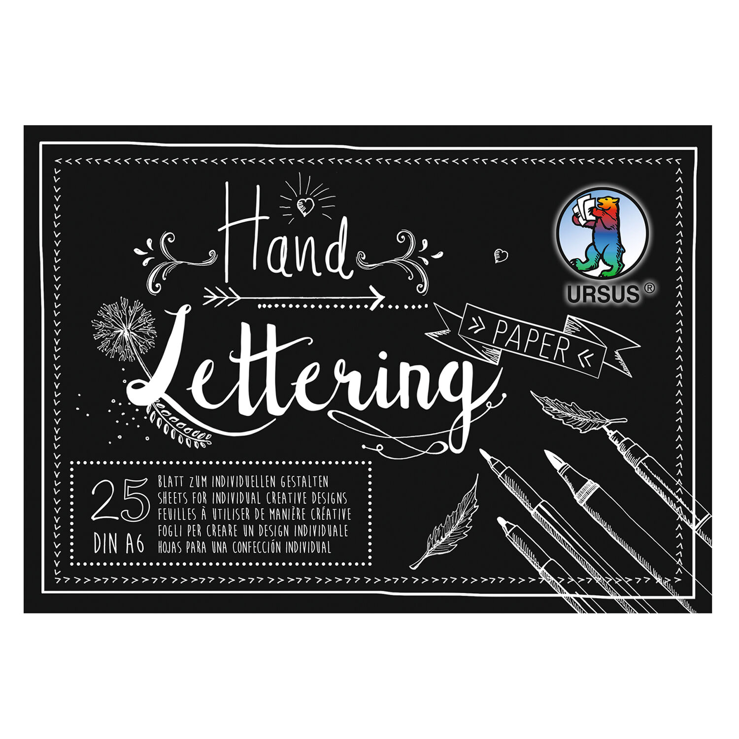 Handlettering Papier, Elefantenhaut Schwarz, 210g/qm, 10 Blatt, DIN A6